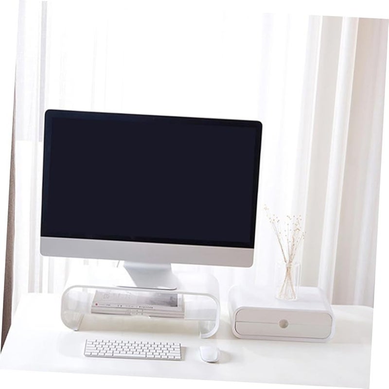 Black Monitor Stand Riser with Storage Shelf Ergonomic Desktop Organizer for Office Use - Image 4